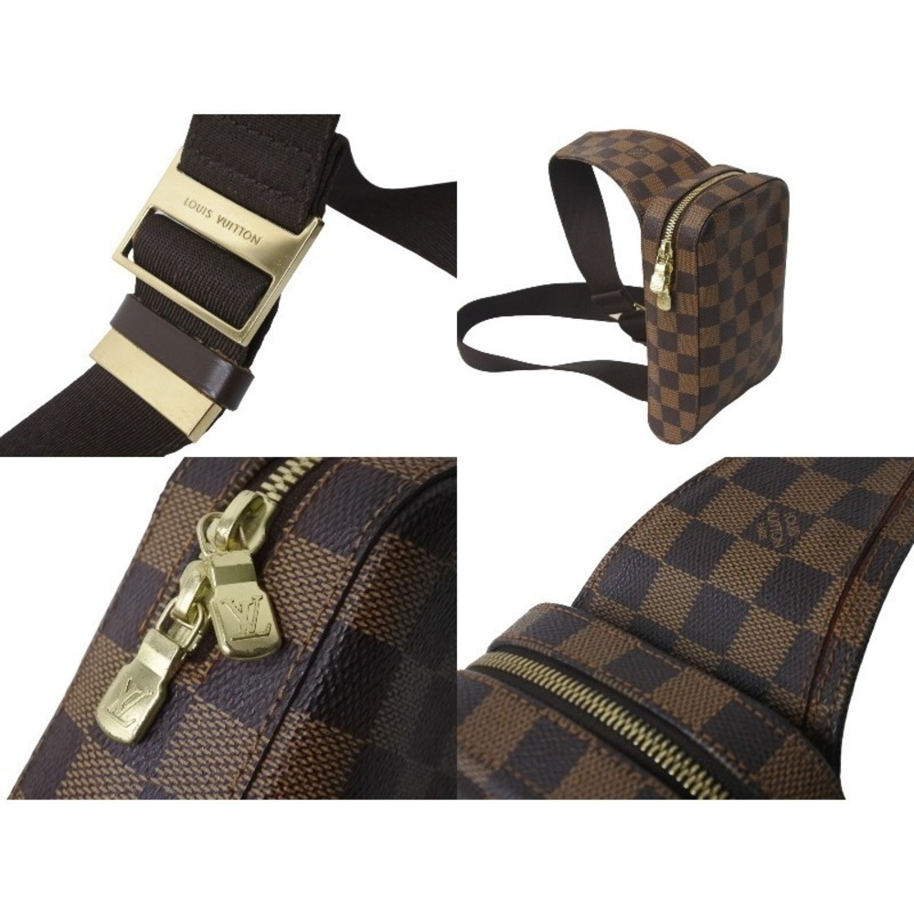 LOUIS VUITTON Damier Ebene Brown Waist Bag Body Geronimos Brown Gold - Picture 6 of 8
